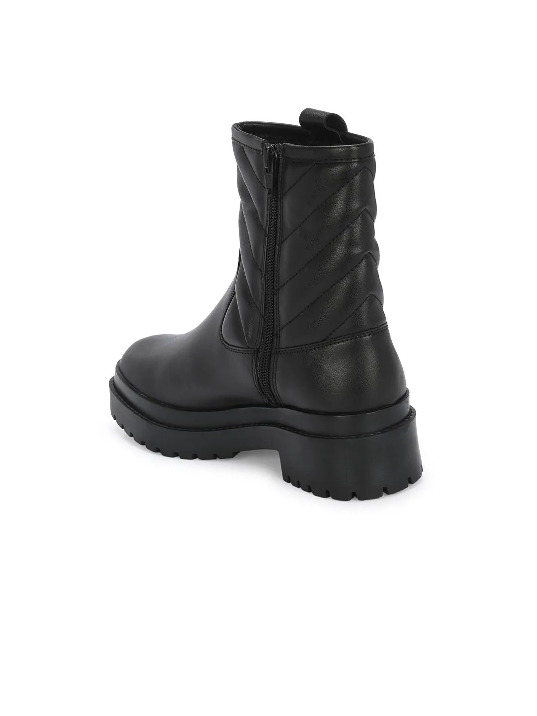 Delize Women Quilted Heeled Mid-Top Regular Boots