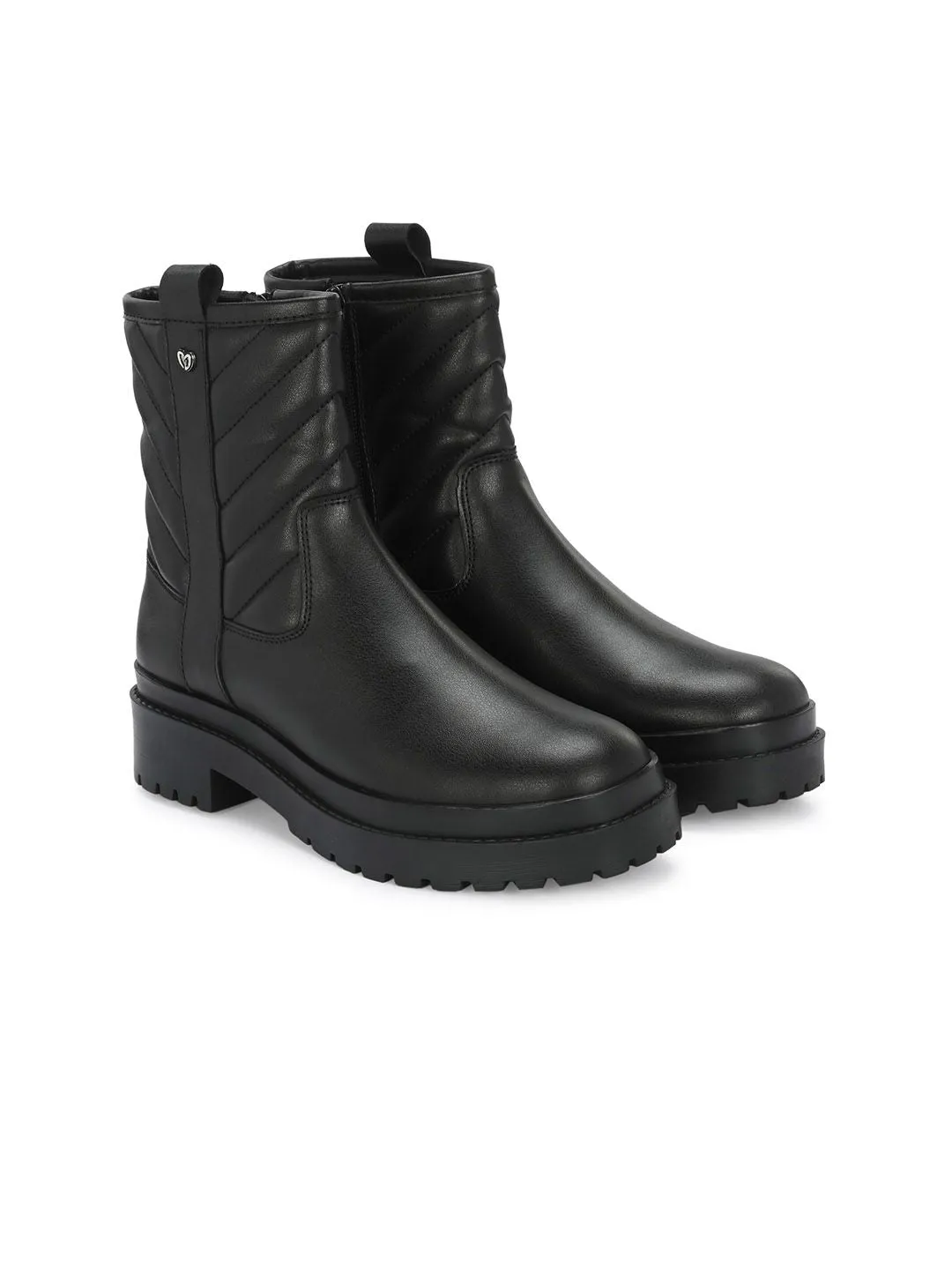 Delize Women Quilted Heeled Mid-Top Regular Boots