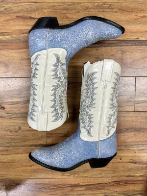 Denim Crackle Cowboy Boots