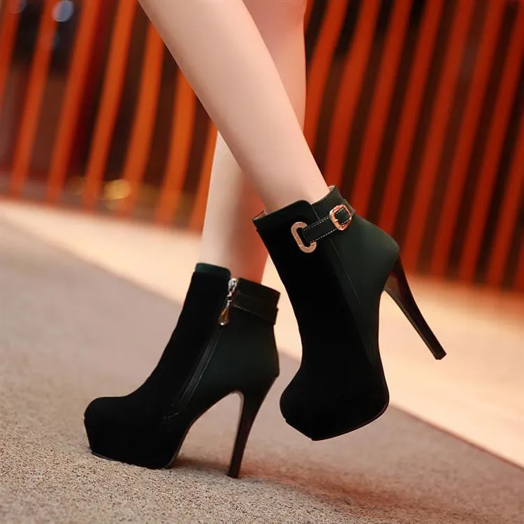 Elegant High Heeled Contrast Color Splicing Short Boots
