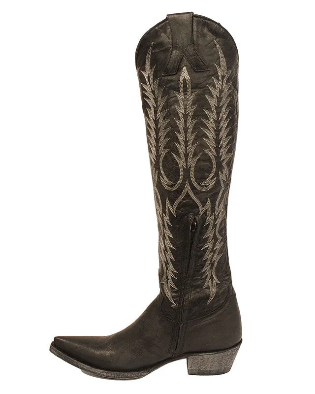 elveswallet Low-heeled vintage embroidered boots