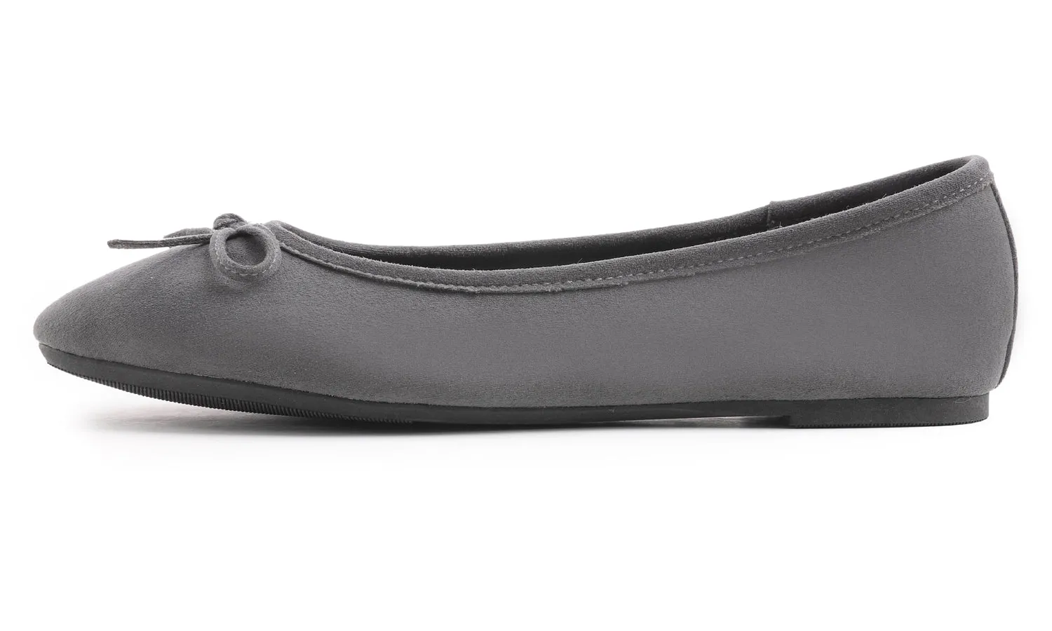 Feversole Women's Macaroon Faux Suede Memory Foam Cushion Insock Soft Ballet Flat Dark Grey
