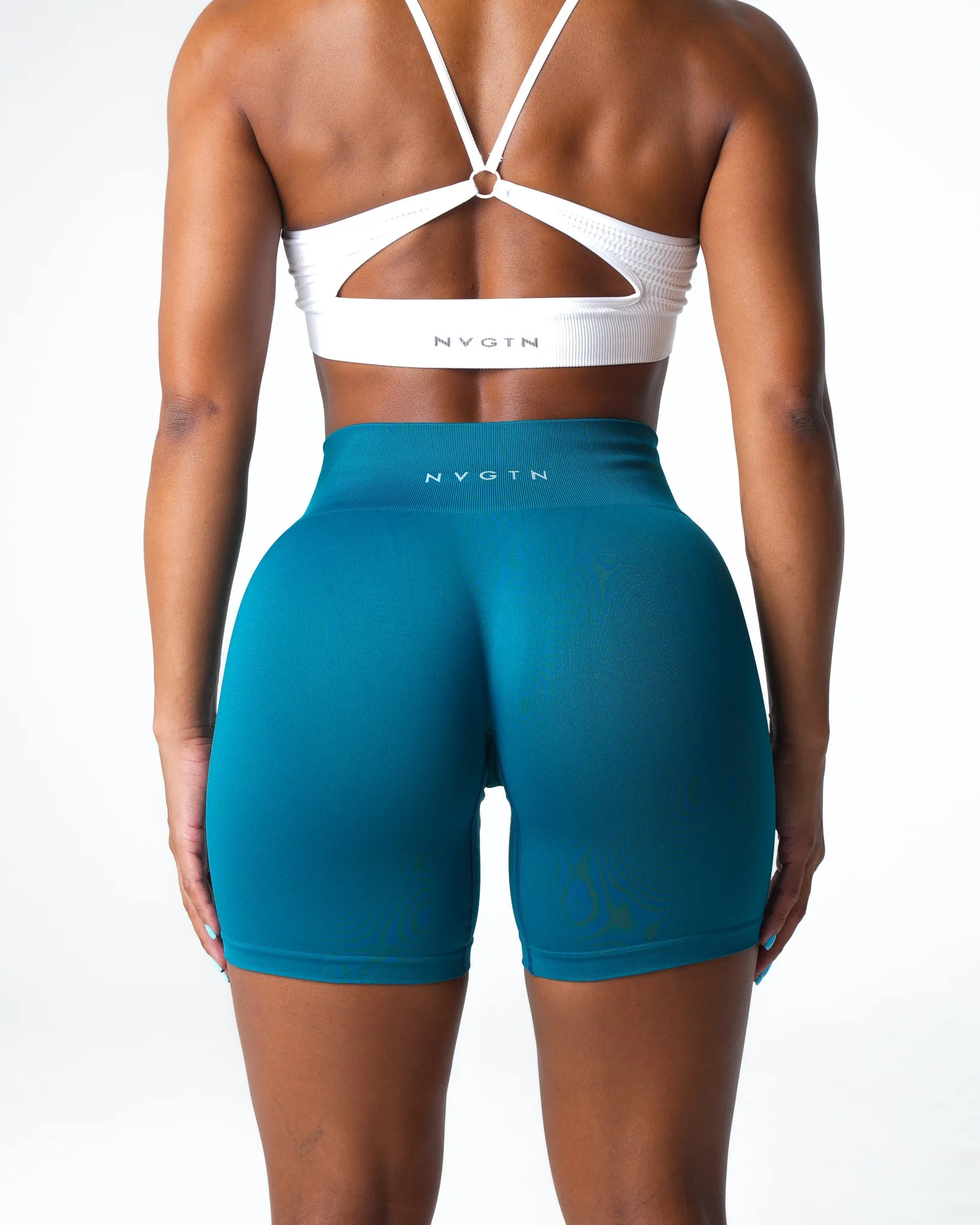 French Blue Solid Seamless Shorts