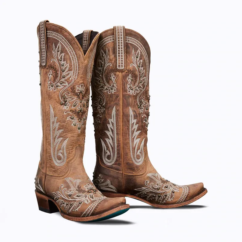 Gardenia Embroidery Vintage Cowboy Boots