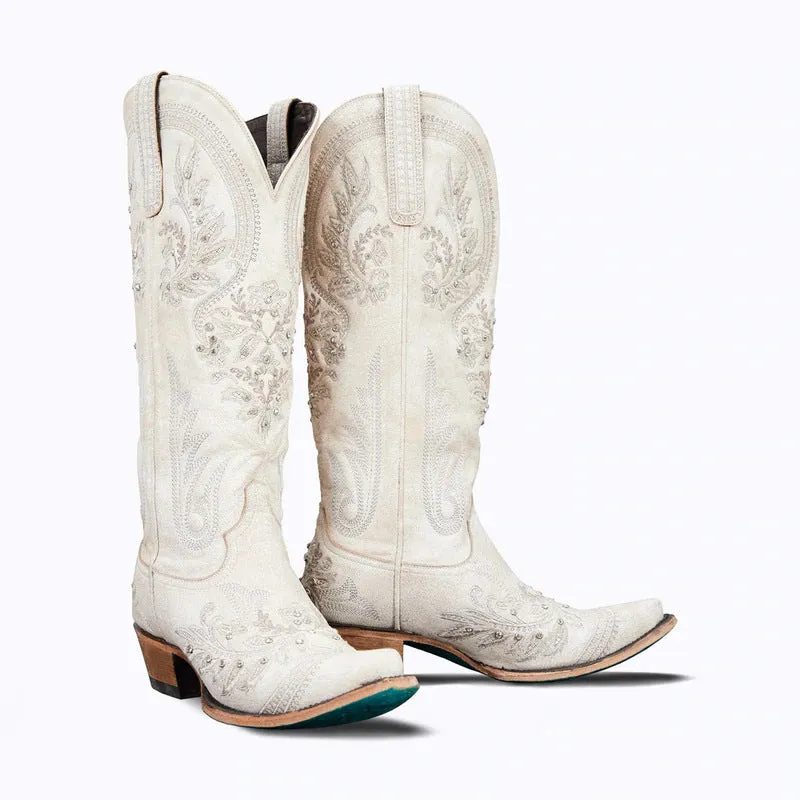 Gardenia Embroidery Vintage Cowboy Boots