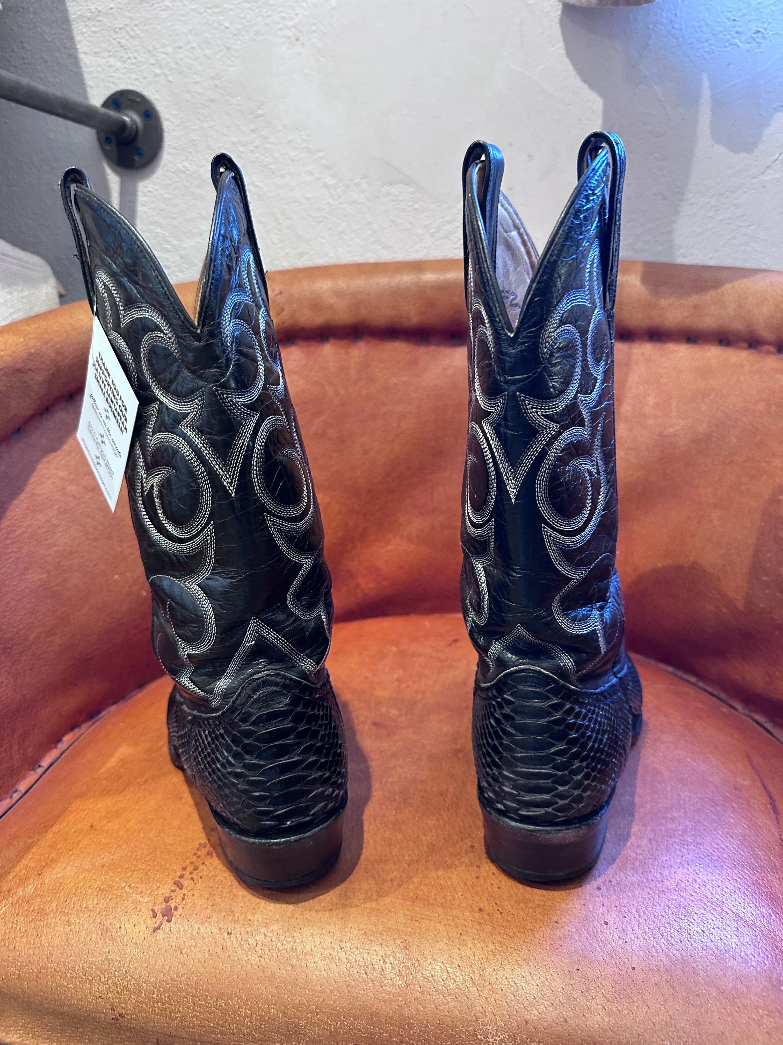 Genuine Python & Leather Trinity River Boots - 8.5D/10.5W