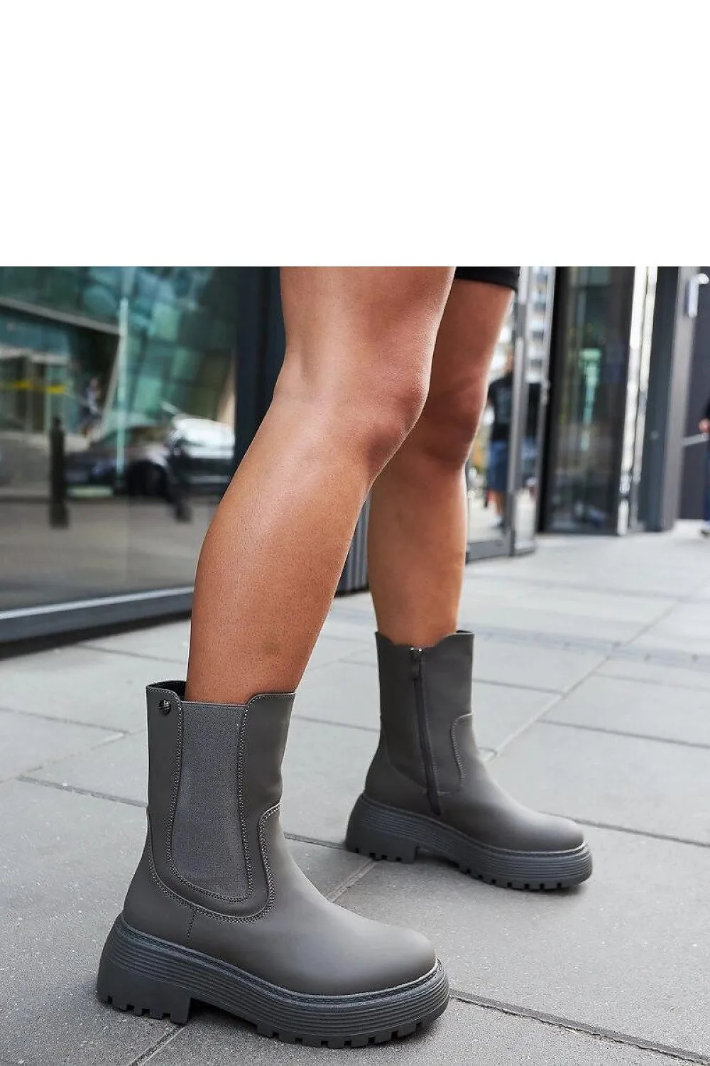 Green eco-leather platform boots