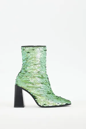 Green Sequin Heeled Boot