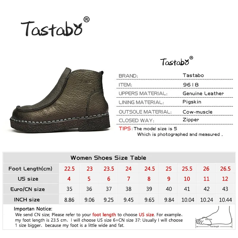 Handmade For Women Genuine Leather Ankle Vintage Mom Round Toes Martin Boots