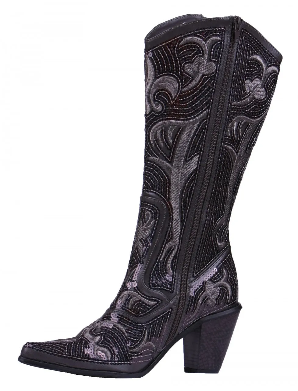 Helen's Heart Grey Blingy Sequins Cowboy Boots