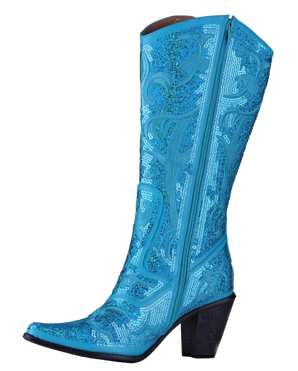 Helen's Heart Turquoise Blingy Sequins Cowboy Boots
