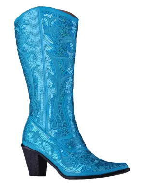 Helen's Heart Turquoise Blingy Sequins Cowboy Boots