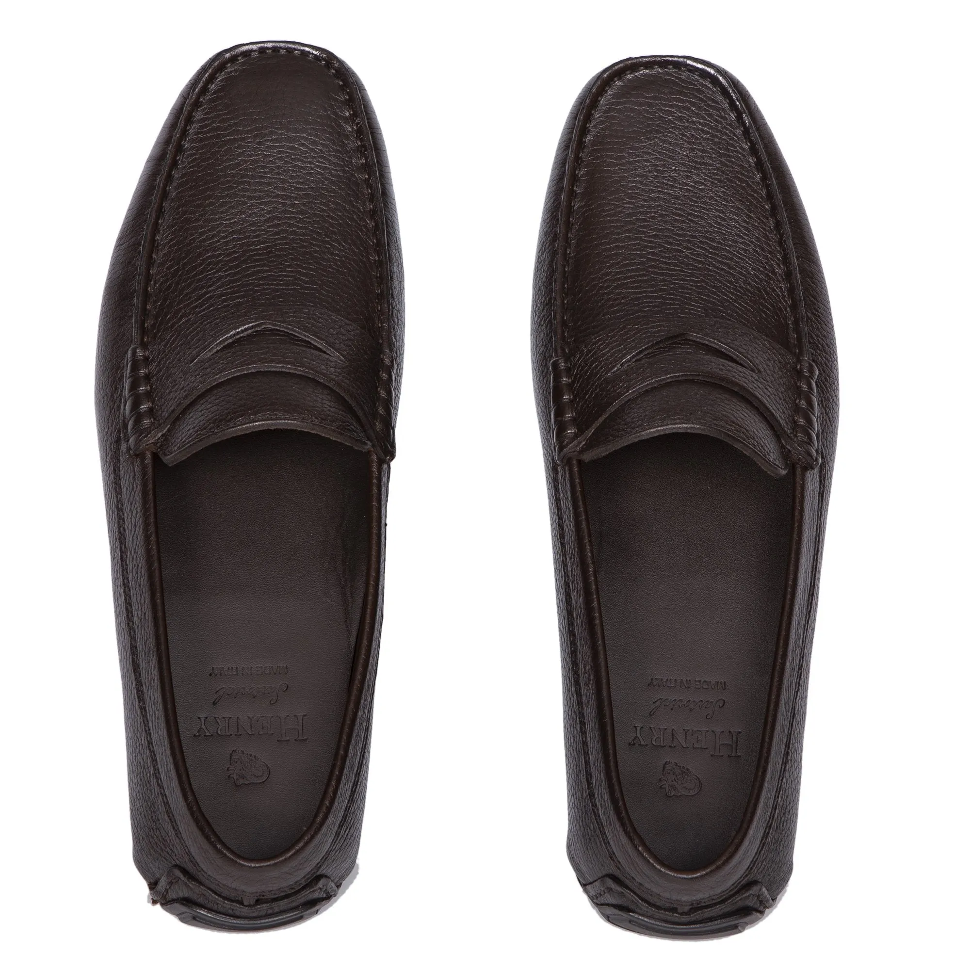 HENRY SARTORIAL Portsea Deerskin Driving Shoes DARK BROWN