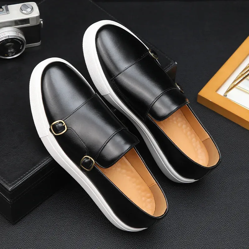 Hnzxzm Fashion Men's Casual Shoes Embossed Leather Men Classic Retro British Style Tassels Loafers Mens Slip-on Outdoor Driving Flats