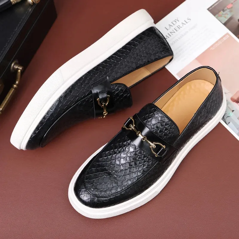 Hnzxzm Fashion Men's Casual Shoes Embossed Leather Men Classic Retro British Style Tassels Loafers Mens Slip-on Outdoor Driving Flats