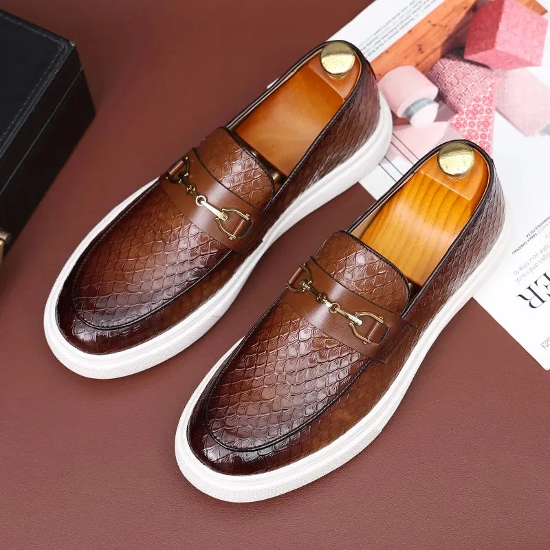 Hnzxzm Fashion Men's Casual Shoes Embossed Leather Men Classic Retro British Style Tassels Loafers Mens Slip-on Outdoor Driving Flats
