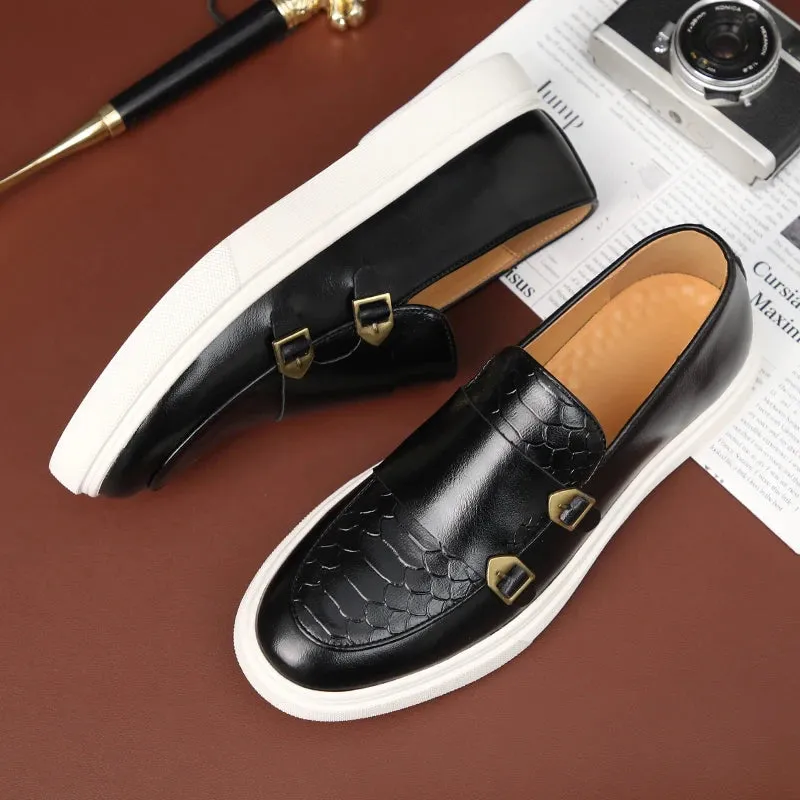 Hnzxzm Fashion Men's Casual Shoes Embossed Leather Men Classic Retro British Style Tassels Loafers Mens Slip-on Outdoor Driving Flats