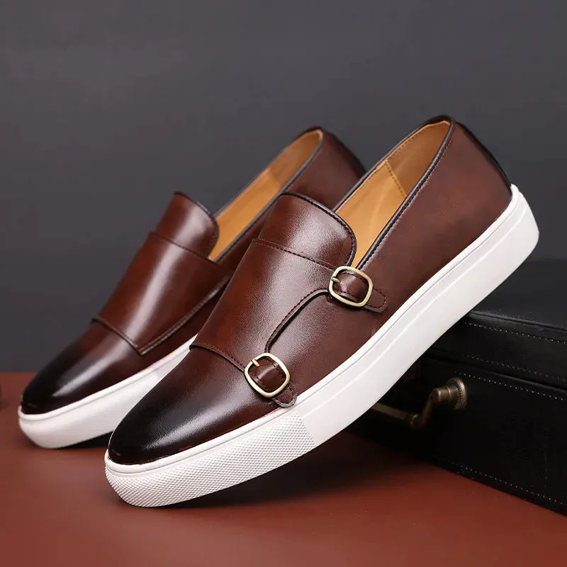 Hnzxzm Fashion Men's Casual Shoes Embossed Leather Men Classic Retro British Style Tassels Loafers Mens Slip-on Outdoor Driving Flats