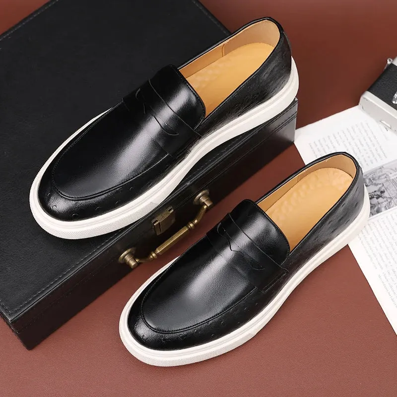 Hnzxzm Fashion Men's Casual Shoes Embossed Leather Men Classic Retro British Style Tassels Loafers Mens Slip-on Outdoor Driving Flats