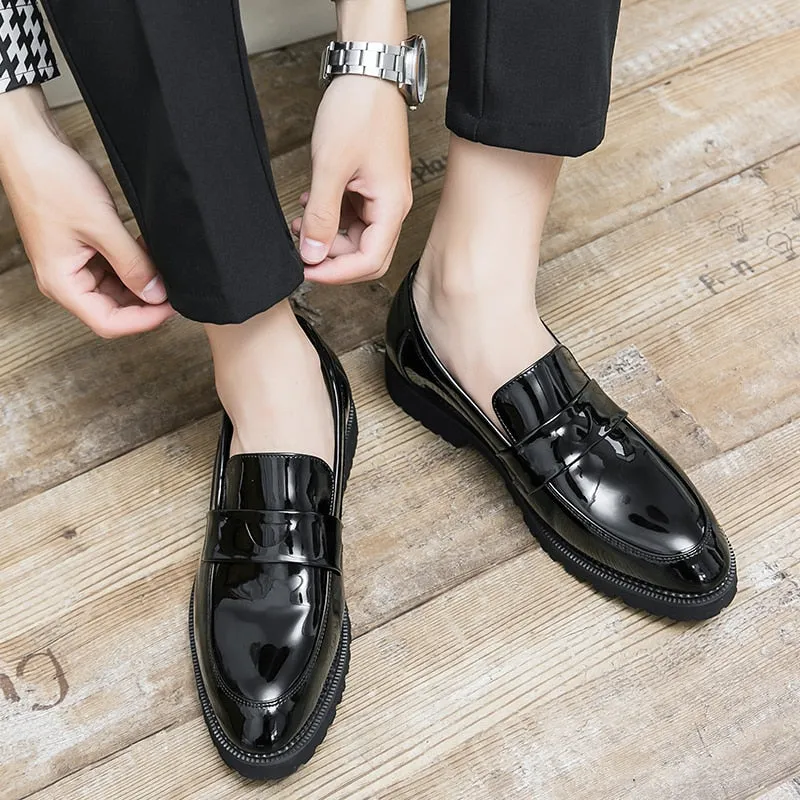 Hnzxzm Shoes Male Pointed Loafers Patent Leather Driving Shoes Original Men Formal Club Wedding Party Shoes Men Luxury Designer Shoes