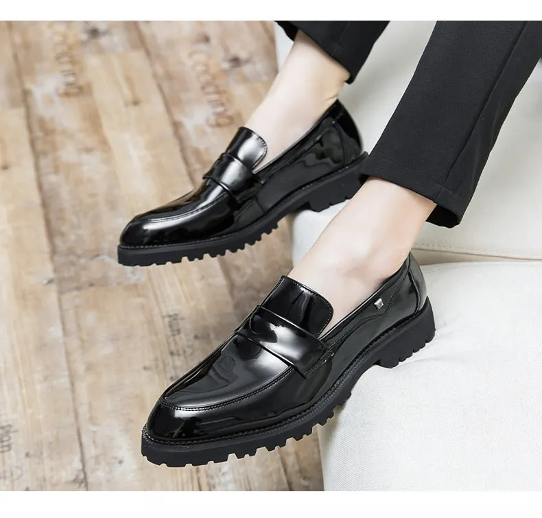 Hnzxzm Shoes Male Pointed Loafers Patent Leather Driving Shoes Original Men Formal Club Wedding Party Shoes Men Luxury Designer Shoes