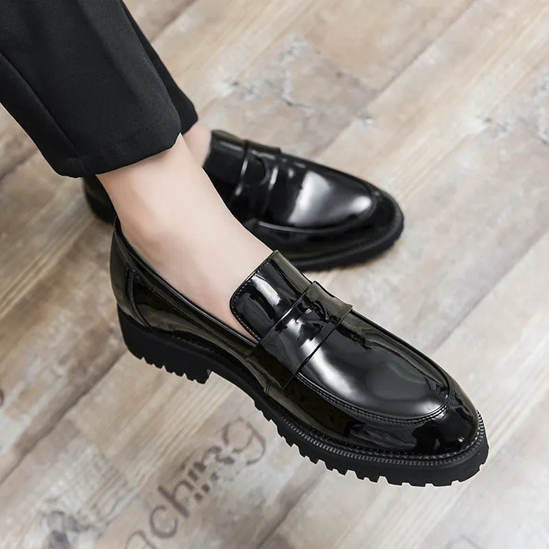 Hnzxzm Shoes Male Pointed Loafers Patent Leather Driving Shoes Original Men Formal Club Wedding Party Shoes Men Luxury Designer Shoes