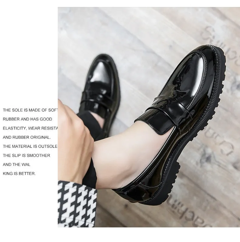 Hnzxzm Shoes Male Pointed Loafers Patent Leather Driving Shoes Original Men Formal Club Wedding Party Shoes Men Luxury Designer Shoes