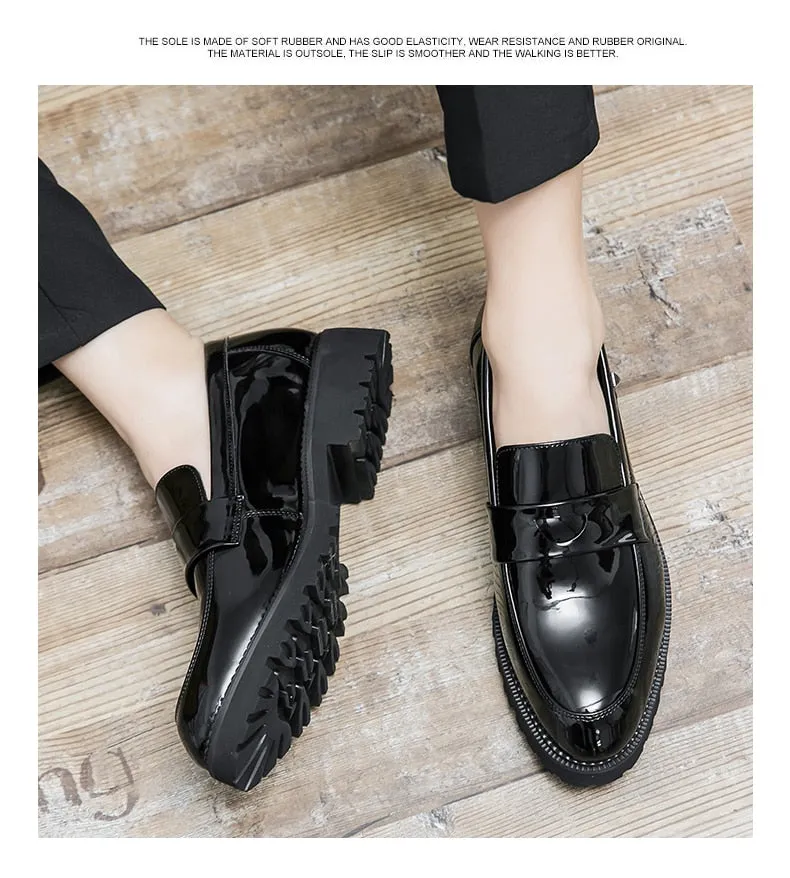 Hnzxzm Shoes Male Pointed Loafers Patent Leather Driving Shoes Original Men Formal Club Wedding Party Shoes Men Luxury Designer Shoes