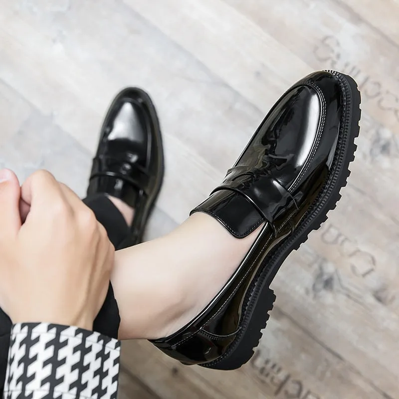 Hnzxzm Shoes Male Pointed Loafers Patent Leather Driving Shoes Original Men Formal Club Wedding Party Shoes Men Luxury Designer Shoes