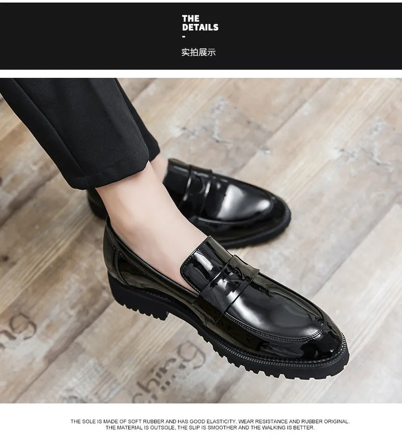 Hnzxzm Shoes Male Pointed Loafers Patent Leather Driving Shoes Original Men Formal Club Wedding Party Shoes Men Luxury Designer Shoes