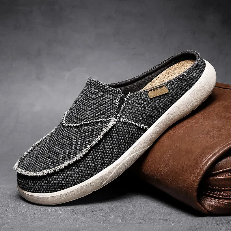 Hnzxzm Summer Denim Canvas Men Breathable Casual Shoes Outdoor Non-Slip Sneakers Comfortable Driving Shoes Men's Loafers Big Size 39-47