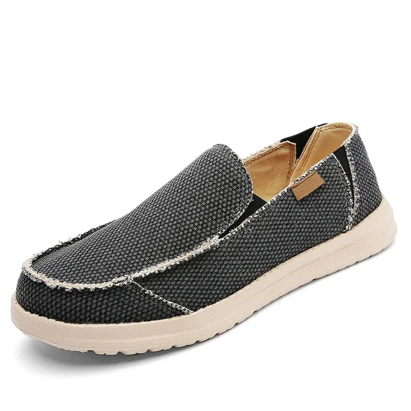 Hnzxzm Summer Denim Canvas Men Breathable Casual Shoes Outdoor Non-Slip Sneakers Comfortable Driving Shoes Men's Loafers Big Size 39-47