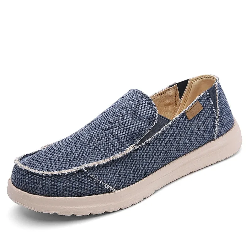 Hnzxzm Summer Denim Canvas Men Breathable Casual Shoes Outdoor Non-Slip Sneakers Comfortable Driving Shoes Men's Loafers Big Size 39-47