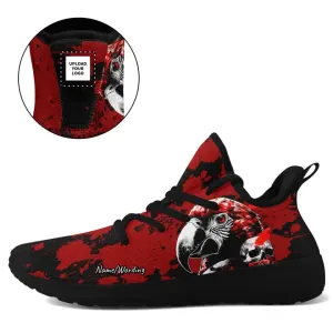 Holiday Gifts,Personalized Skull Sneakers, Custom Floral Shoes, Breathable Sport Shoes, Gift for Children