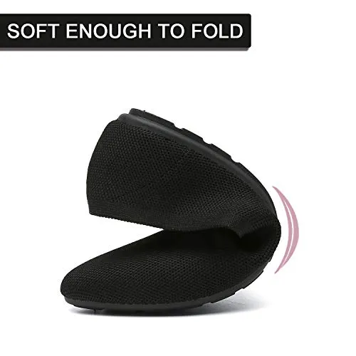 katliu Women's Knit Flat Shoes Comfortable Pointed Toe Ballet Flats Shoes Casual Slip On Flats Black