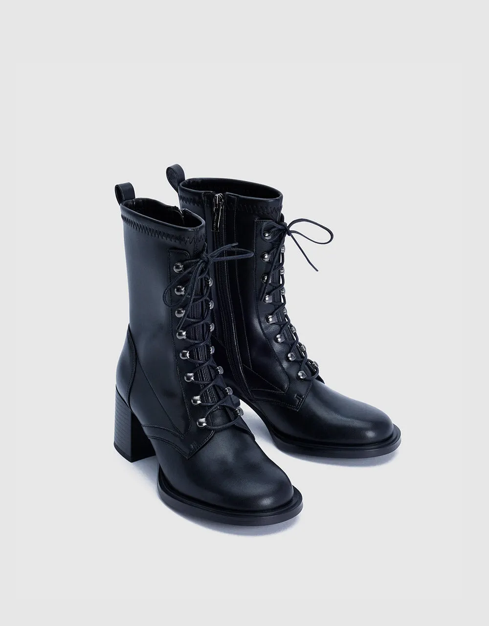 Lace Up Heeled Boots