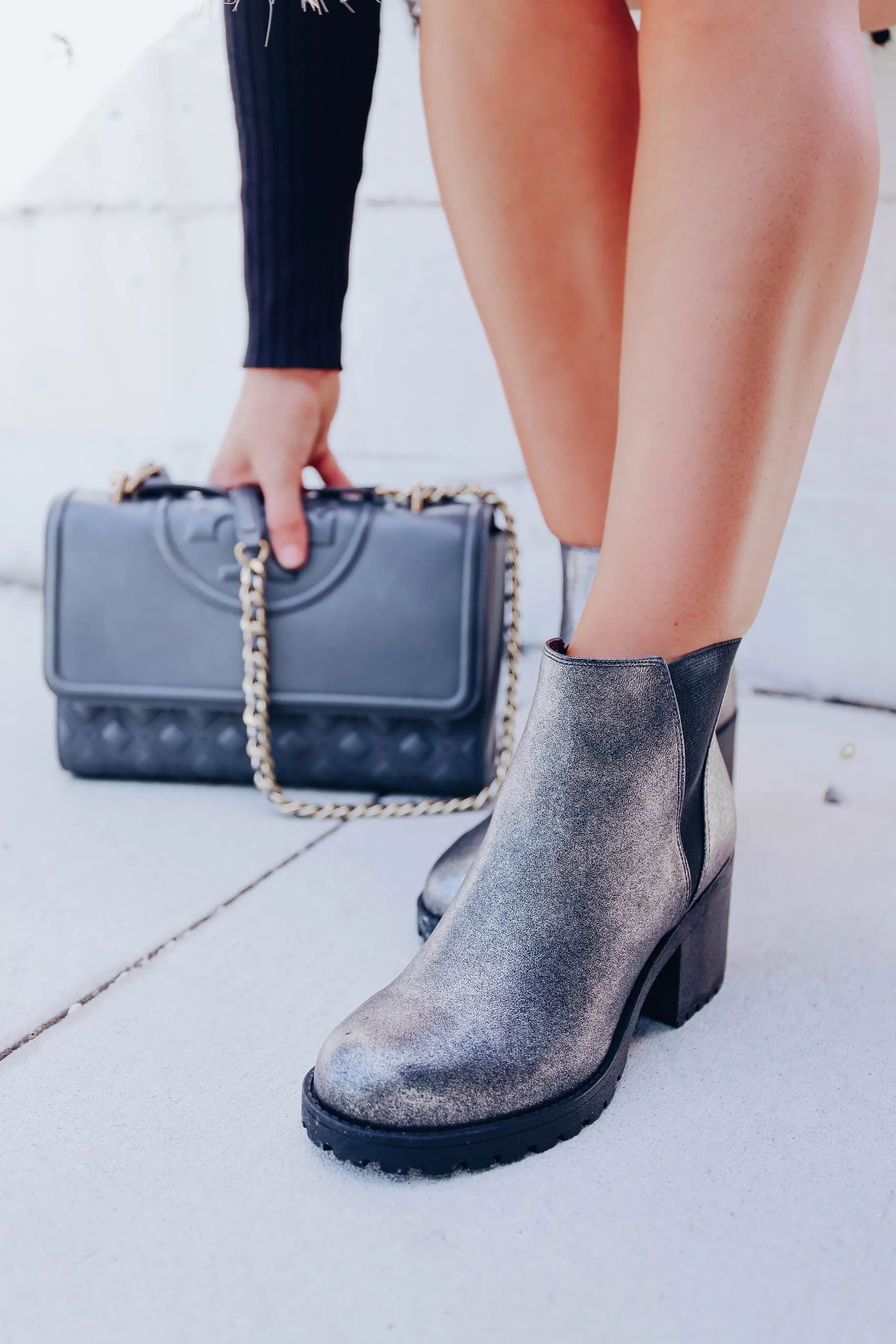 Lisbon Pull on Boots by Dirty Laundry - Pewter Metallic