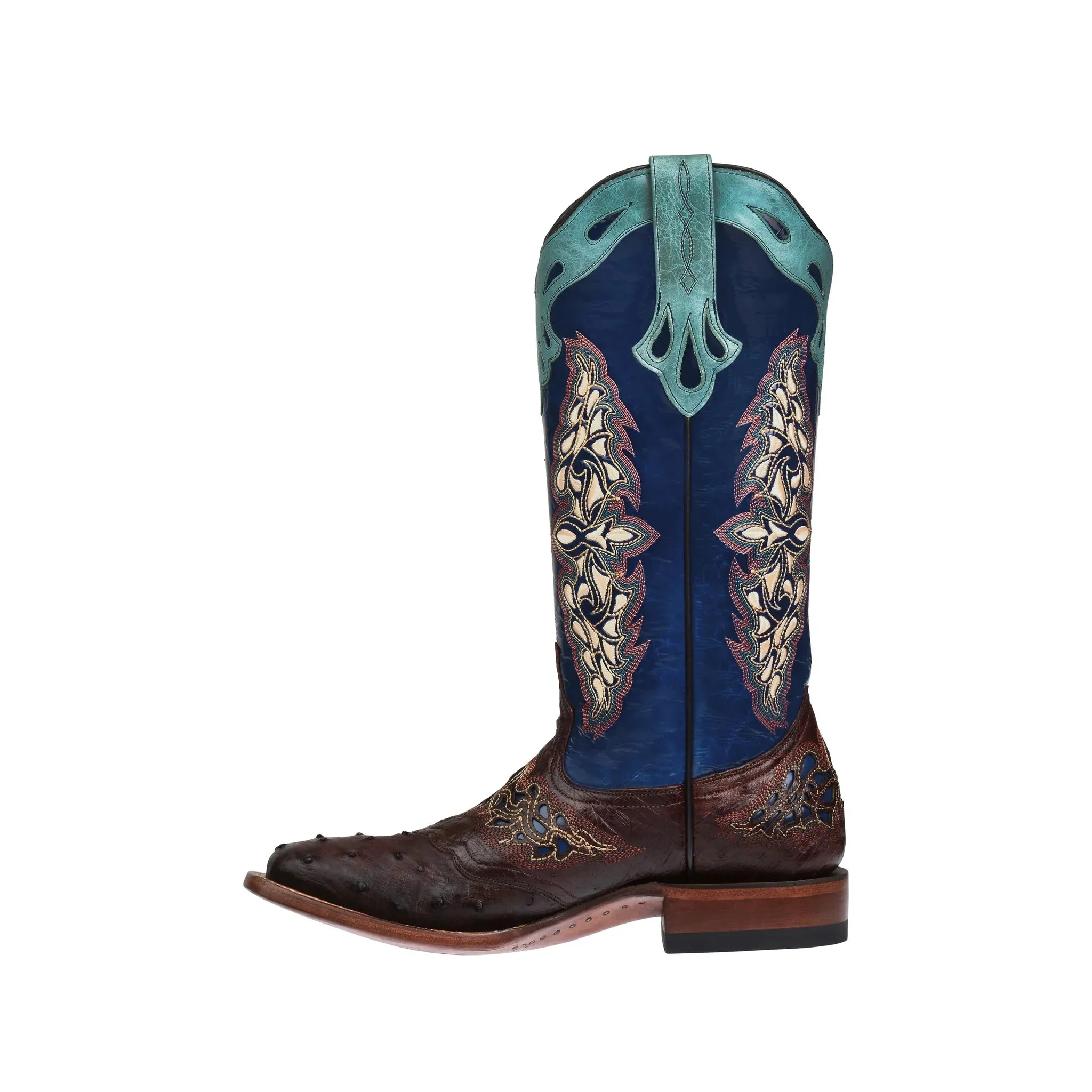 Lucchese Women's Amberlyn Ostrich Boot M5802 - Sienna/Navy