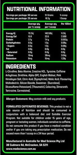 Mad Science Xtreme Pre-Workout (50 Serve)