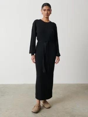 Mae Crew Neck Knit Dress - Black