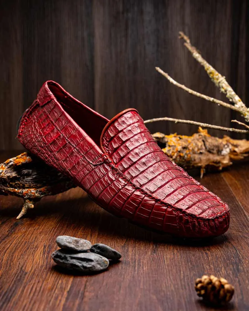 Marco Di Milano Remo Wine Caiman Driving Slip-On Loafers
