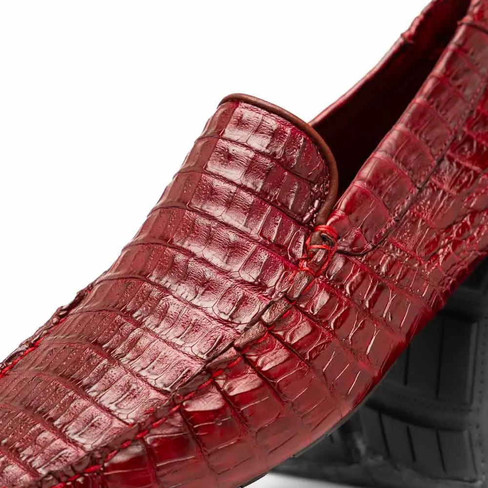 Marco Di Milano Remo Wine Caiman Driving Slip-On Loafers