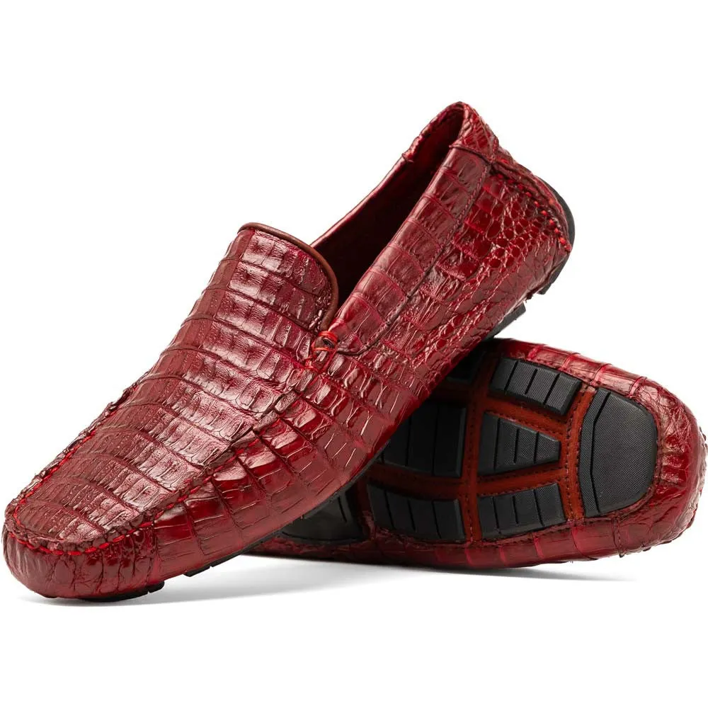 Marco Di Milano Remo Wine Caiman Driving Slip-On Loafers
