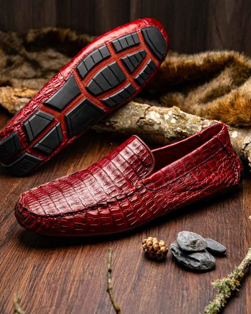 Marco Di Milano Remo Wine Caiman Driving Slip-On Loafers