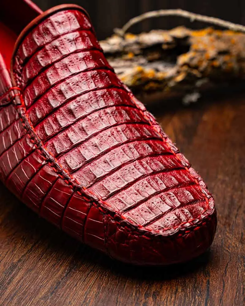 Marco Di Milano Remo Wine Caiman Driving Slip-On Loafers