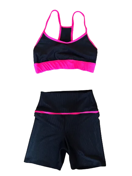 Maui Short Bottoms- Black/Neon Pink