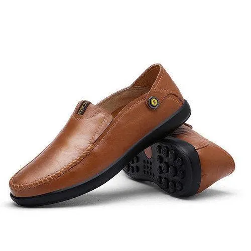 Men Stylish Flat Portable Slip On Driving Leather Loafers Soft Casual Shoes