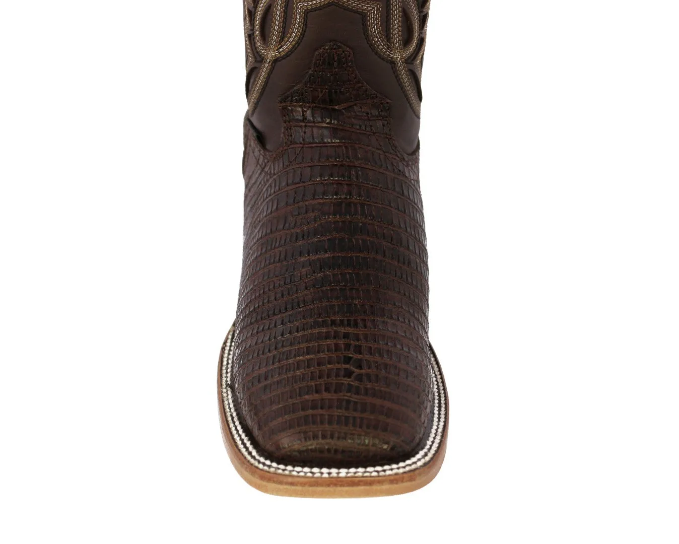 Mens Brown Cowboy Boots Teju Lizard Leather - Square Toe