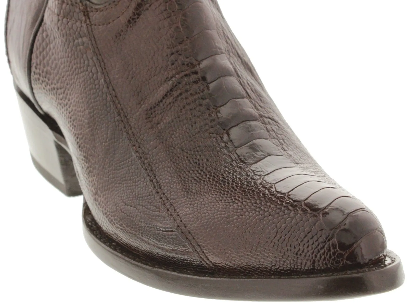 Men's Brown Genuine Ostrich Foot Exotic Skin Cowboy Boots - Round Toe