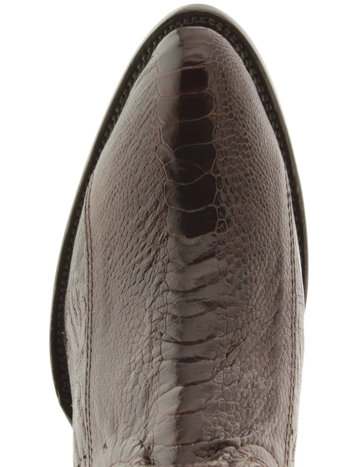 Men's Brown Genuine Ostrich Foot Exotic Skin Cowboy Boots - Round Toe